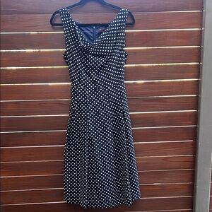 The Limited Blue and White Fit and Flare Midi Dress